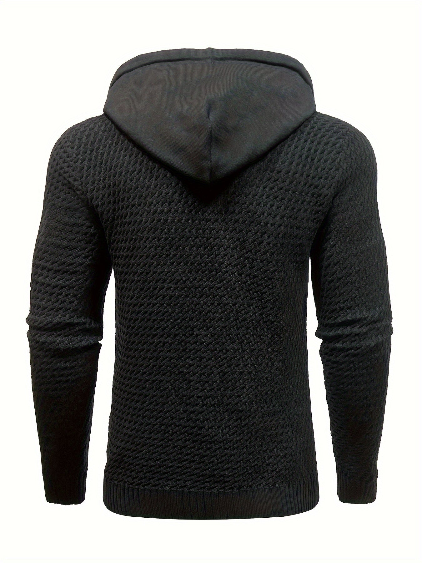 Men's commuter casual texture bump solid color hooded sweater