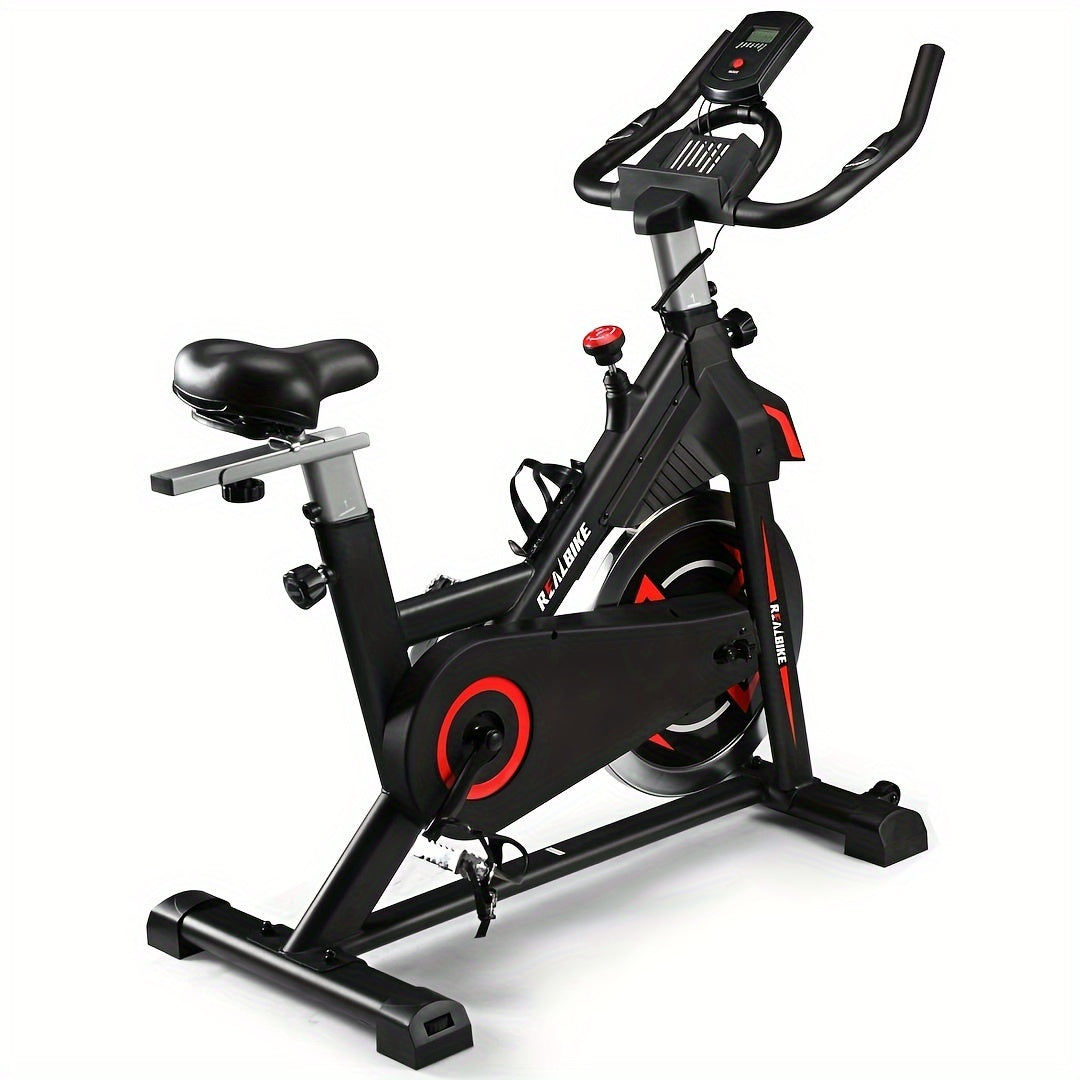 Silent Belt Drive Indoor Exercise Bike - Heavy Duty Flywheel, Comfort Seat & Upgraded LCD Display