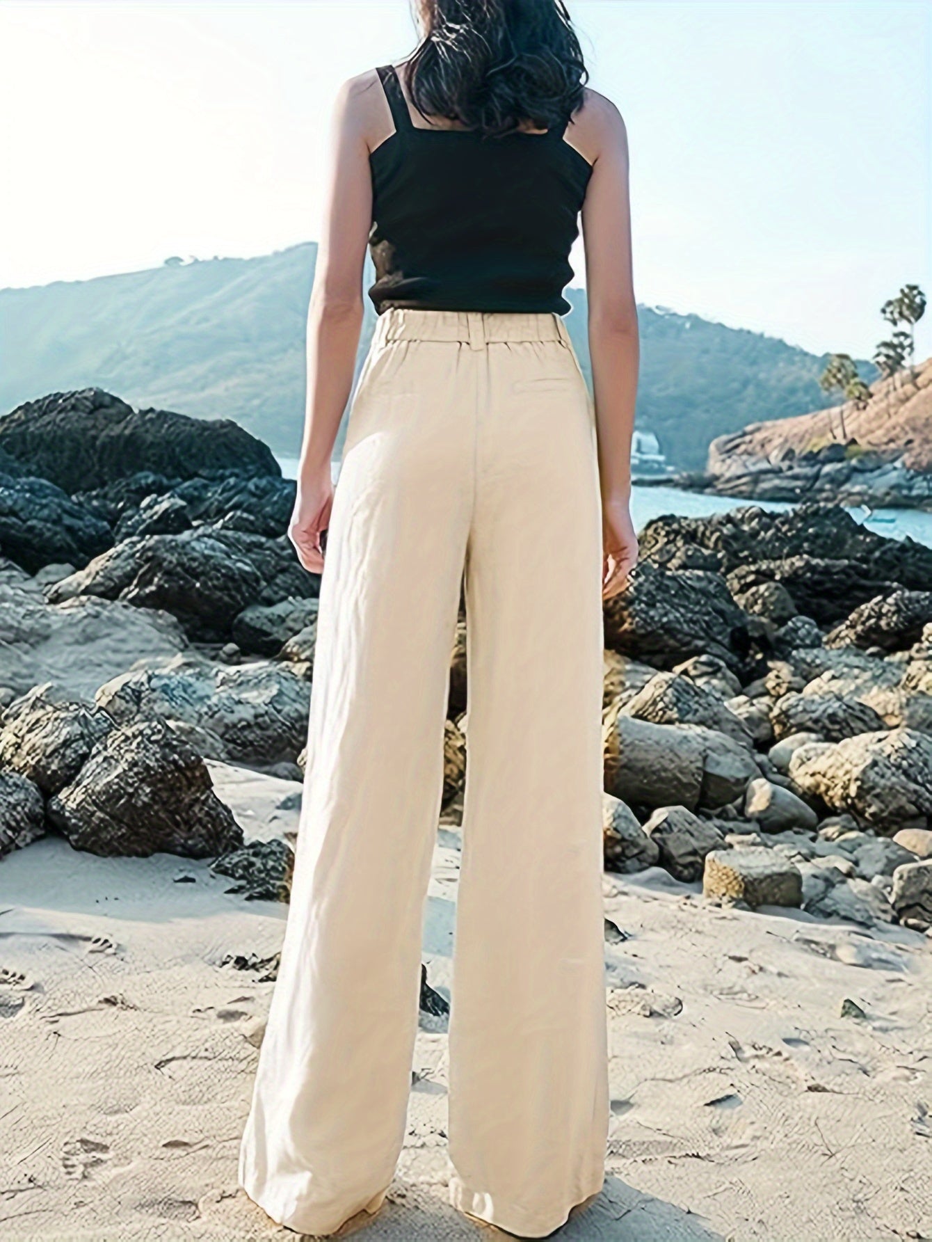 Solid Color Straight Leg Pants