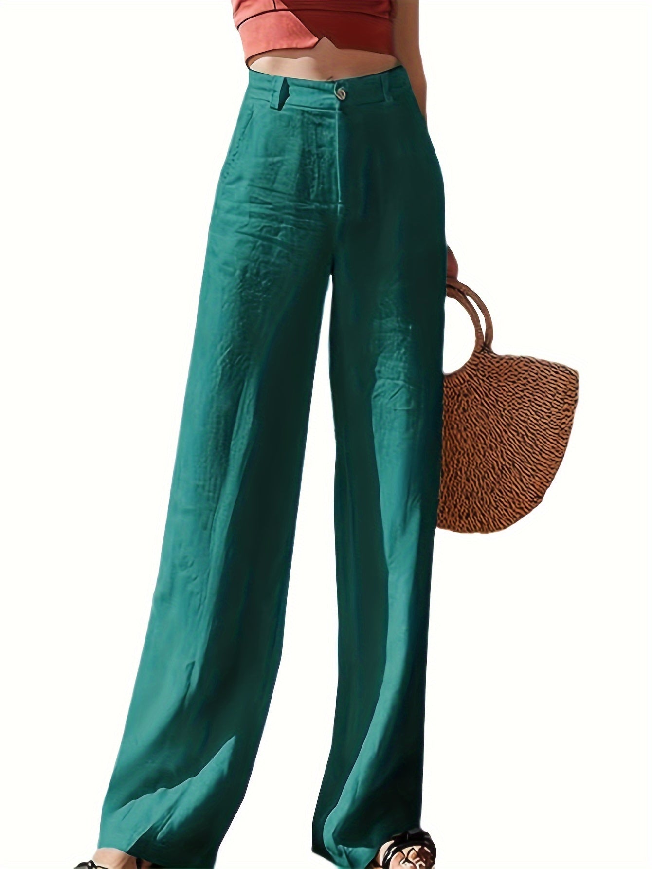 Solid Color Straight Leg Pants