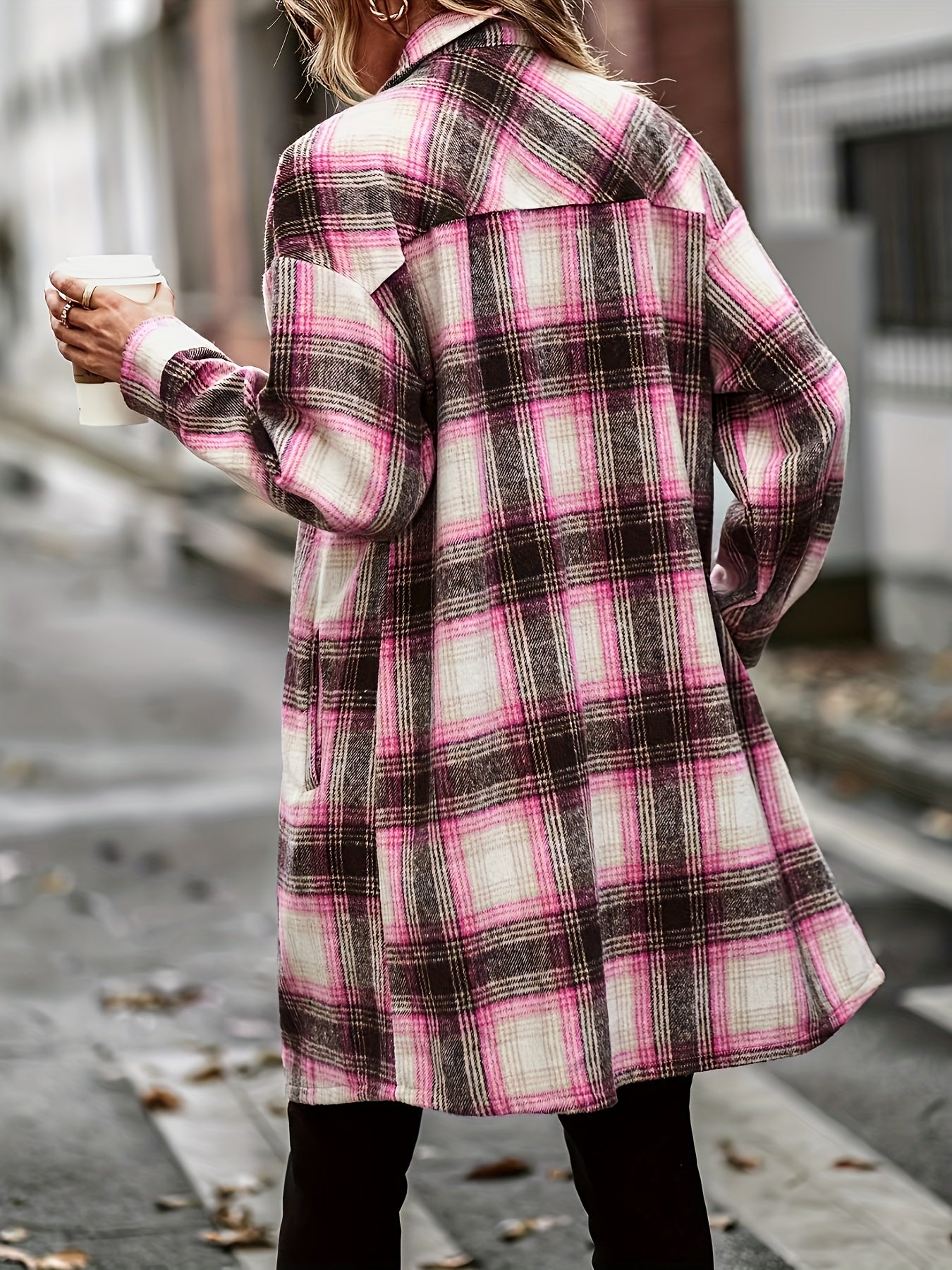 Plaid Pattern Button Up Shirt Jacket