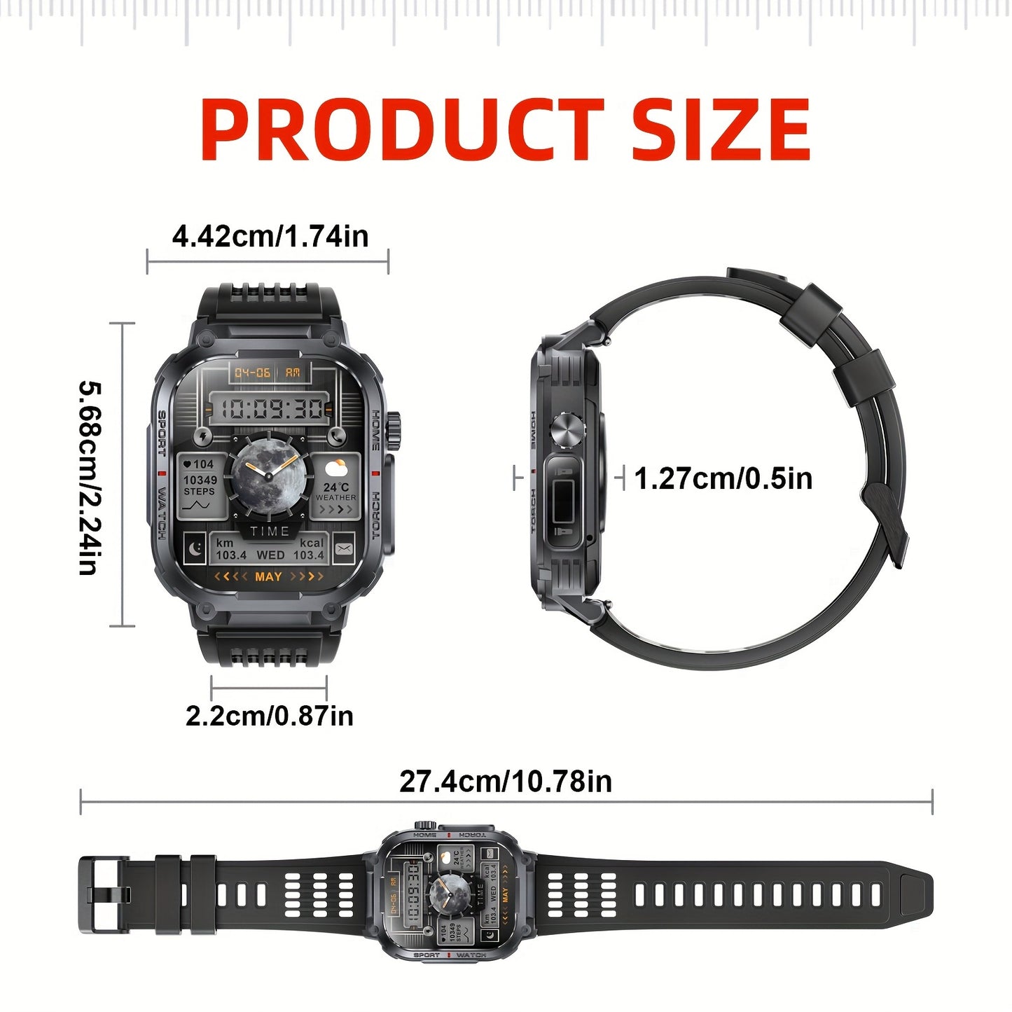 - Smart Watch With 2.02" TFT Screen (Answer/Make Calls)