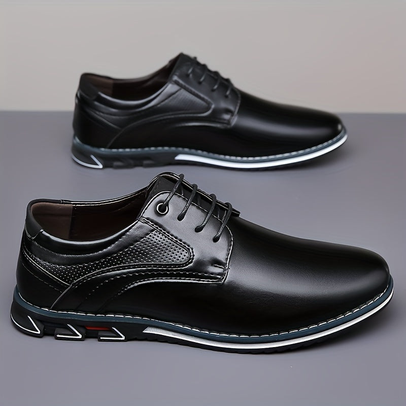 Plus Size Men's Solid Color Plain Toe Derby Shoes