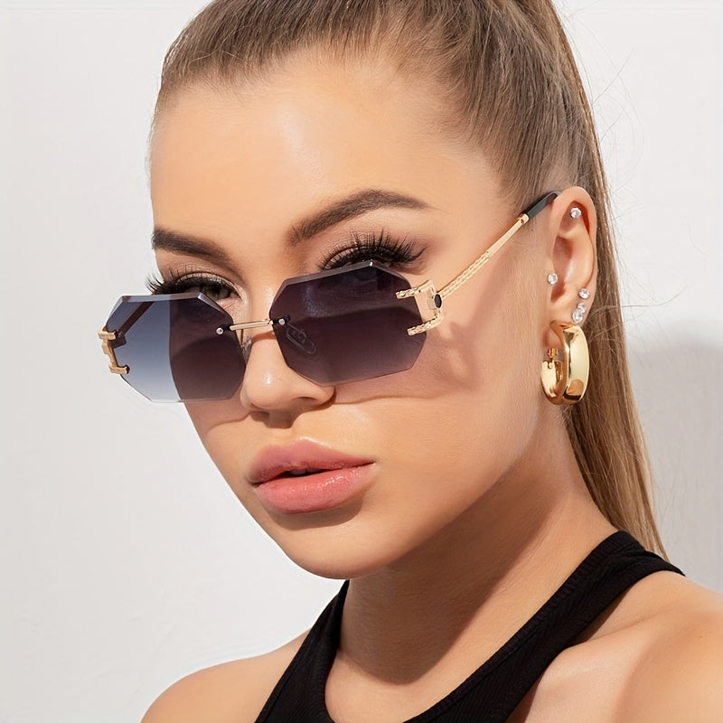 1pc Polygonal Frameless Fashion Glasses For Women