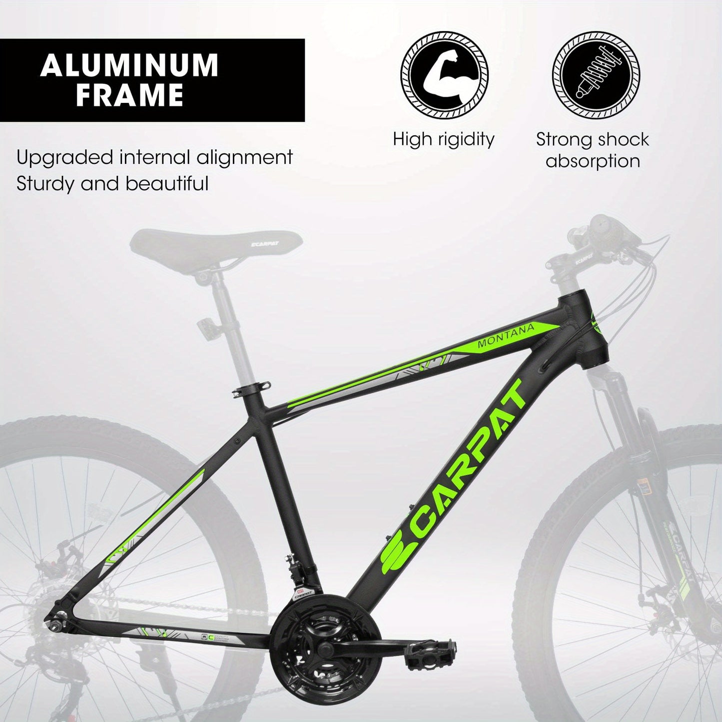 26-inch Mountain Bike, Adult Aluminum Frame, Shock-Absorbing Front Fork, 21-Speed Disc Brake MTB, City Commuter Bicycle