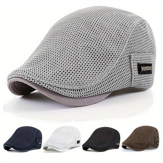 Handsome White Breathable Eyelet Beret Cap