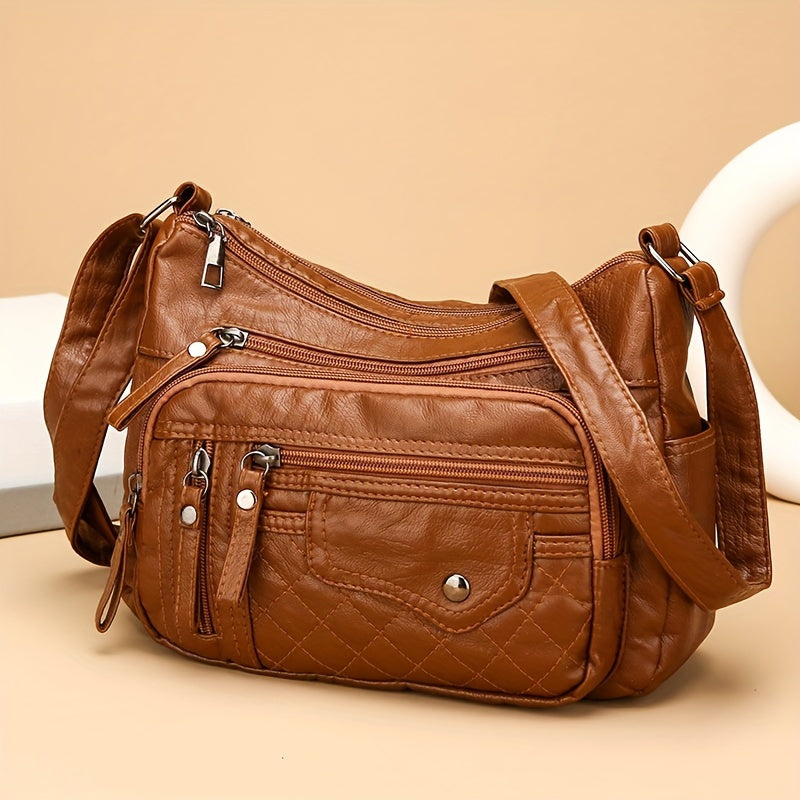 Women's Fashion Multi-Zipper Crossbody Bag