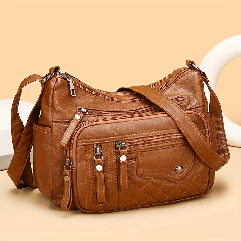 Women's Fashion Multi-Zipper Crossbody Bag