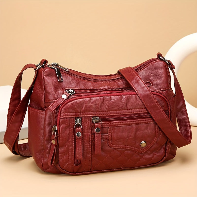 Women's Fashion Multi-Zipper Crossbody Bag