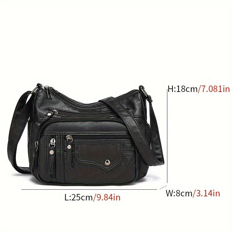 Women's Fashion Multi-Zipper Crossbody Bag