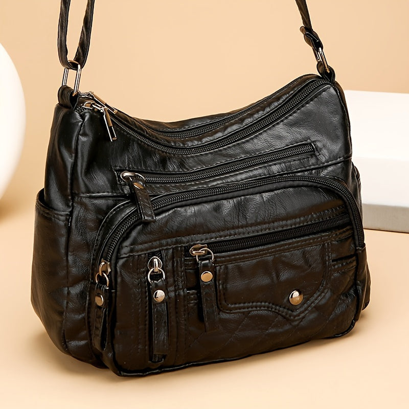 Women's Fashion Multi-Zipper Crossbody Bag