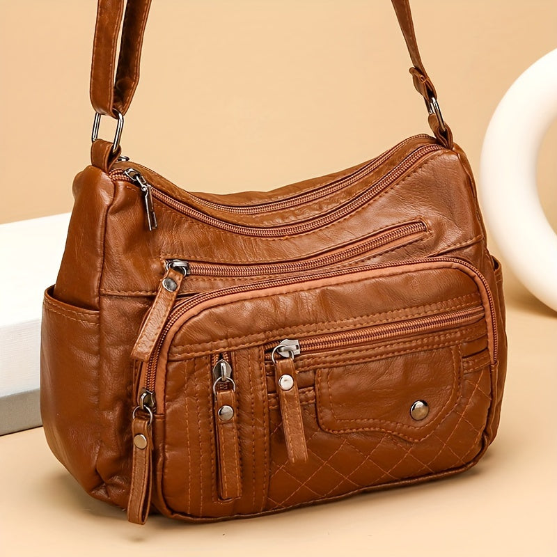 Women's Fashion Multi-Zipper Crossbody Bag