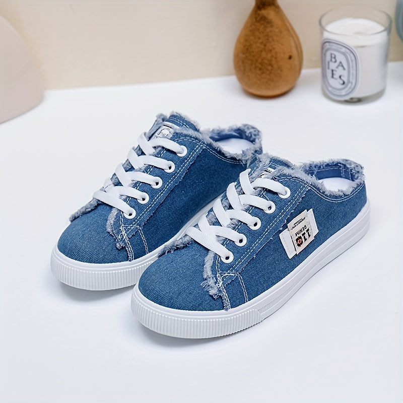 Chic Women's Breathable Canvas Mule Sneakers