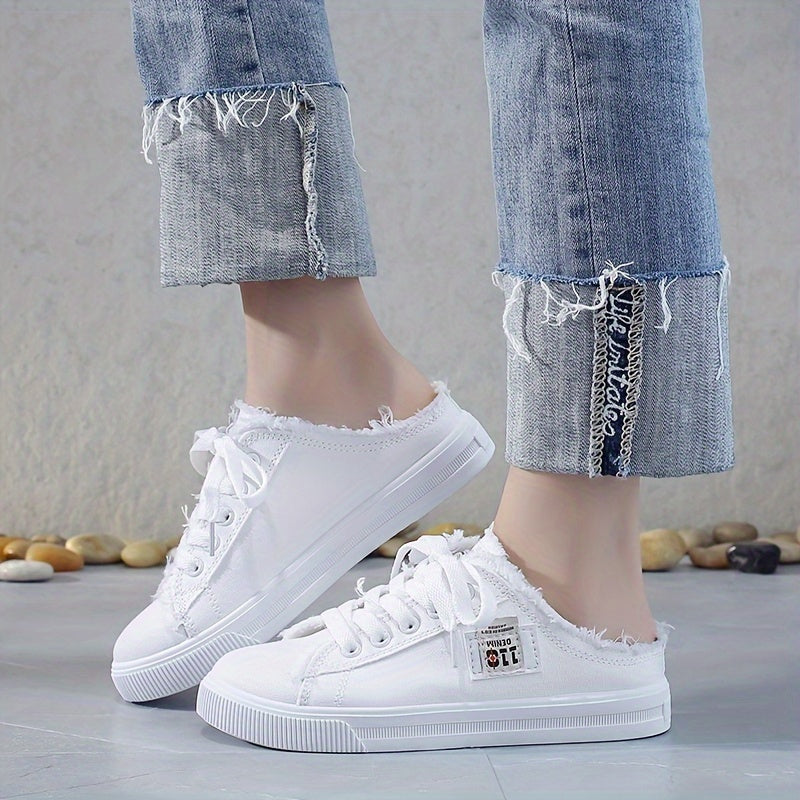 Chic Women's Breathable Canvas Mule Sneakers