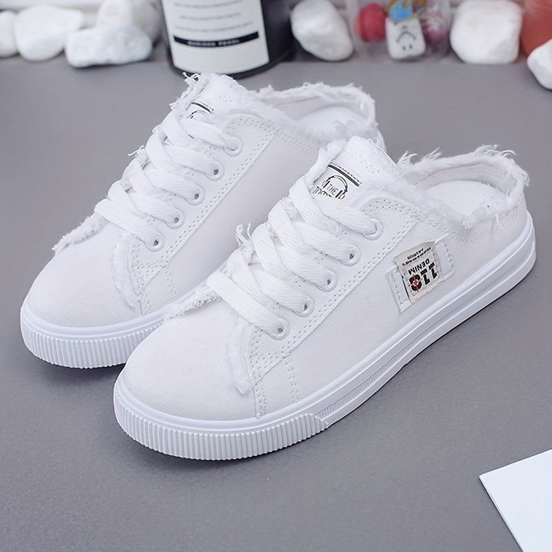 Chic Women's Breathable Canvas Mule Sneakers