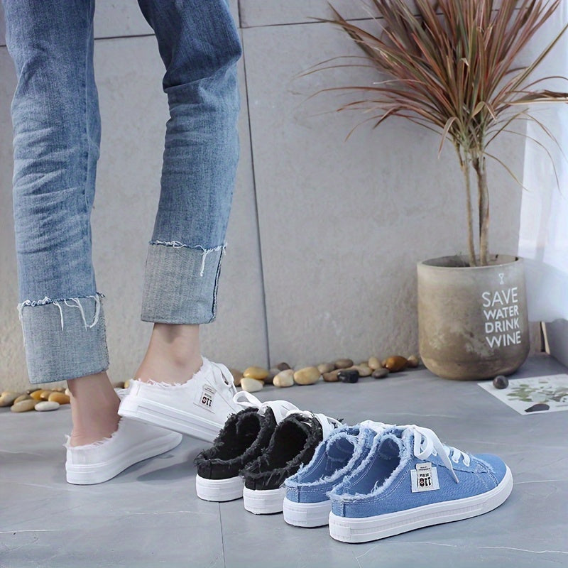 Chic Women's Breathable Canvas Mule Sneakers