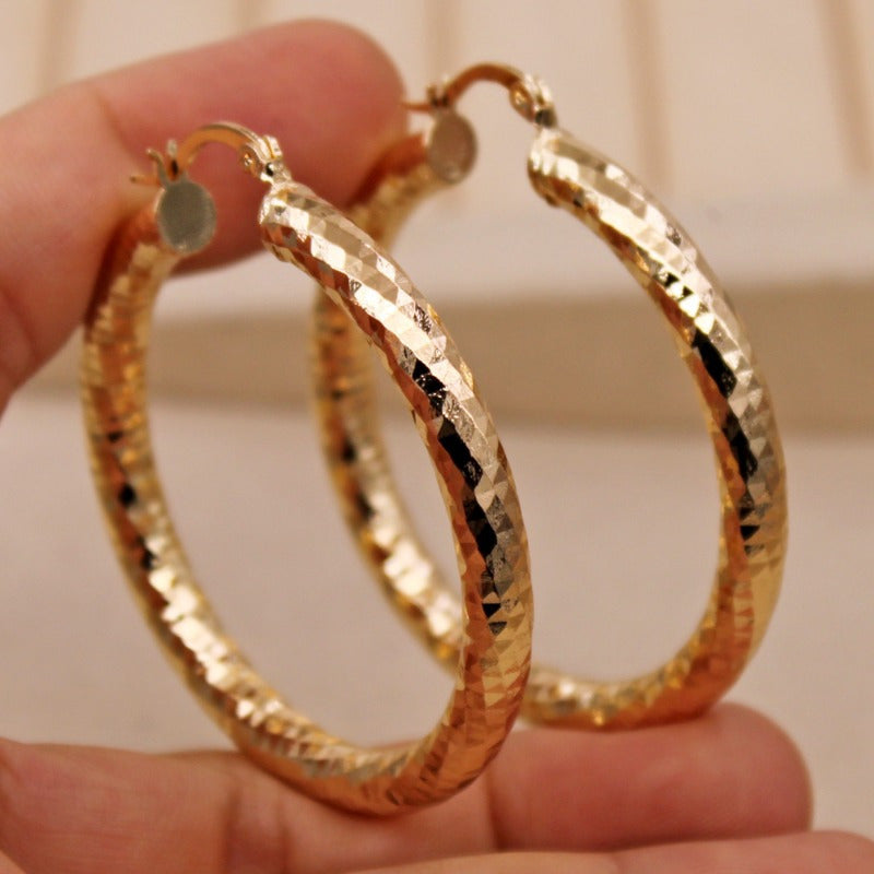 Dazzling 14k Gold Plated Statement Hoop Earrings