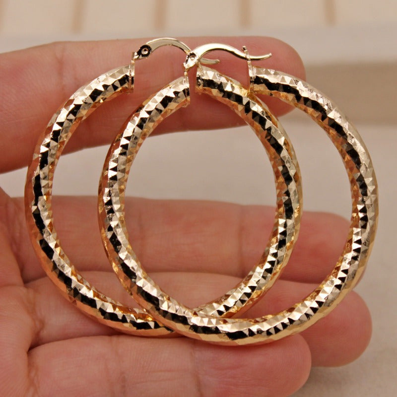 Dazzling 14k Gold Plated Statement Hoop Earrings