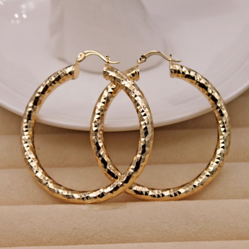 Dazzling 14k Gold Plated Statement Hoop Earrings