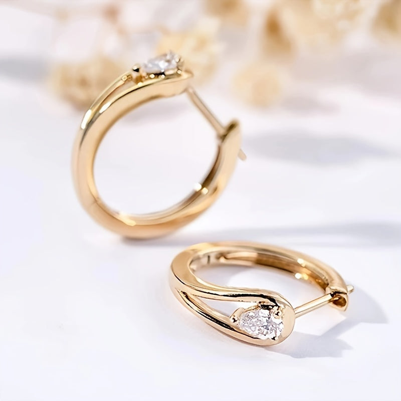 Exquisite Hoop Earrings Copper Jewelry With Geometric Zircon Inlaid Elegant Leisure Style Match Female Daily Outfits