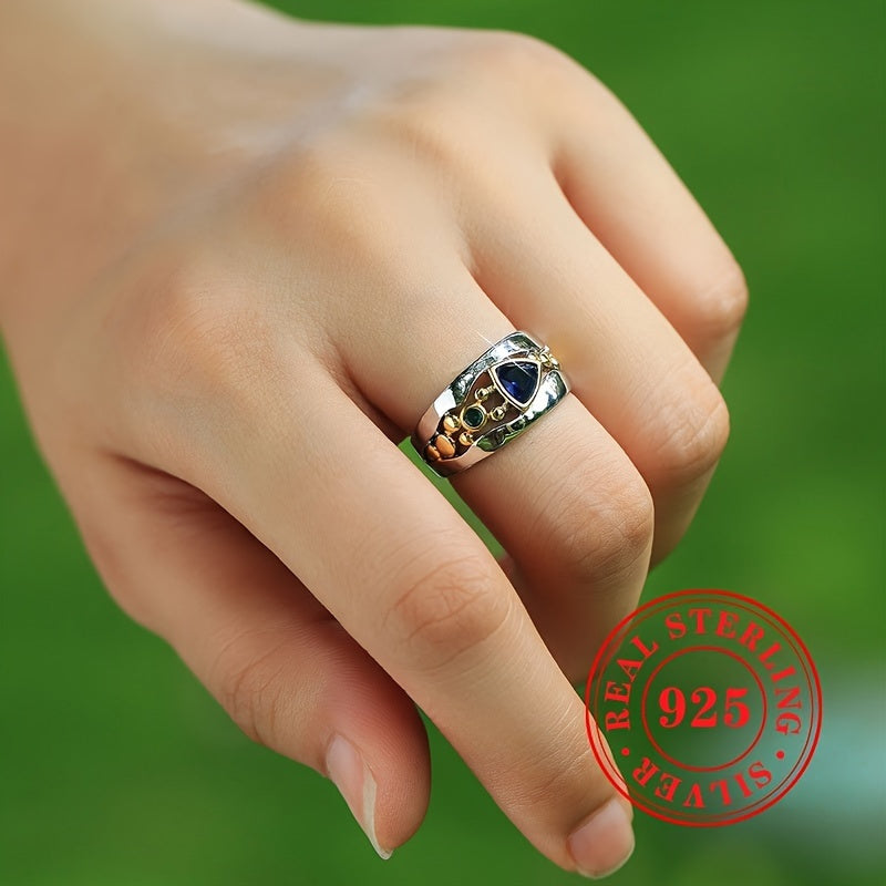 Dazzling Two-Tone Sterling Silver Ring