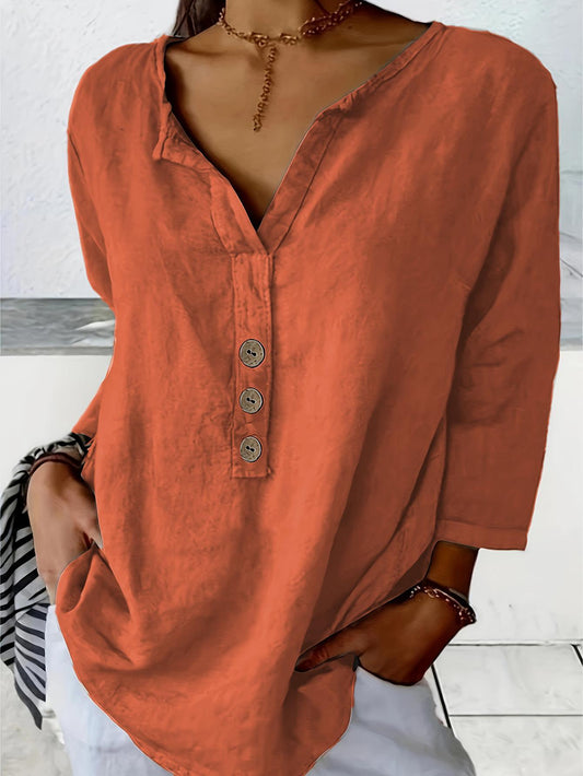 Casual Button Front Long Sleeve Blouse