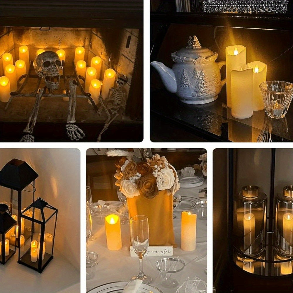 9 Pc Flickering Flameless Candles with Remote Timer for Romantic Ambiance