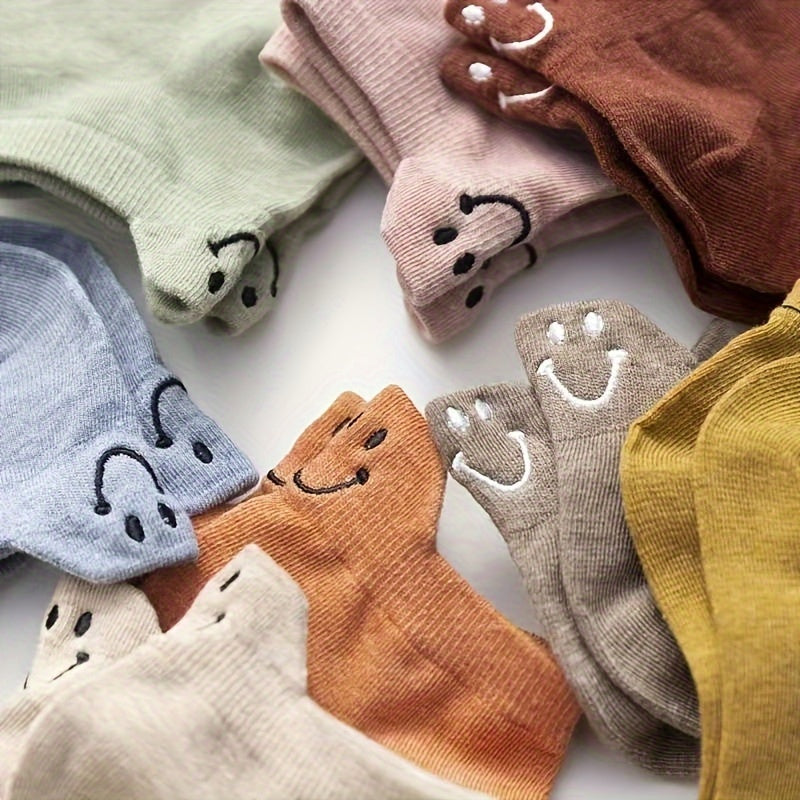 10 Pairs Cute Smiling Face Socks