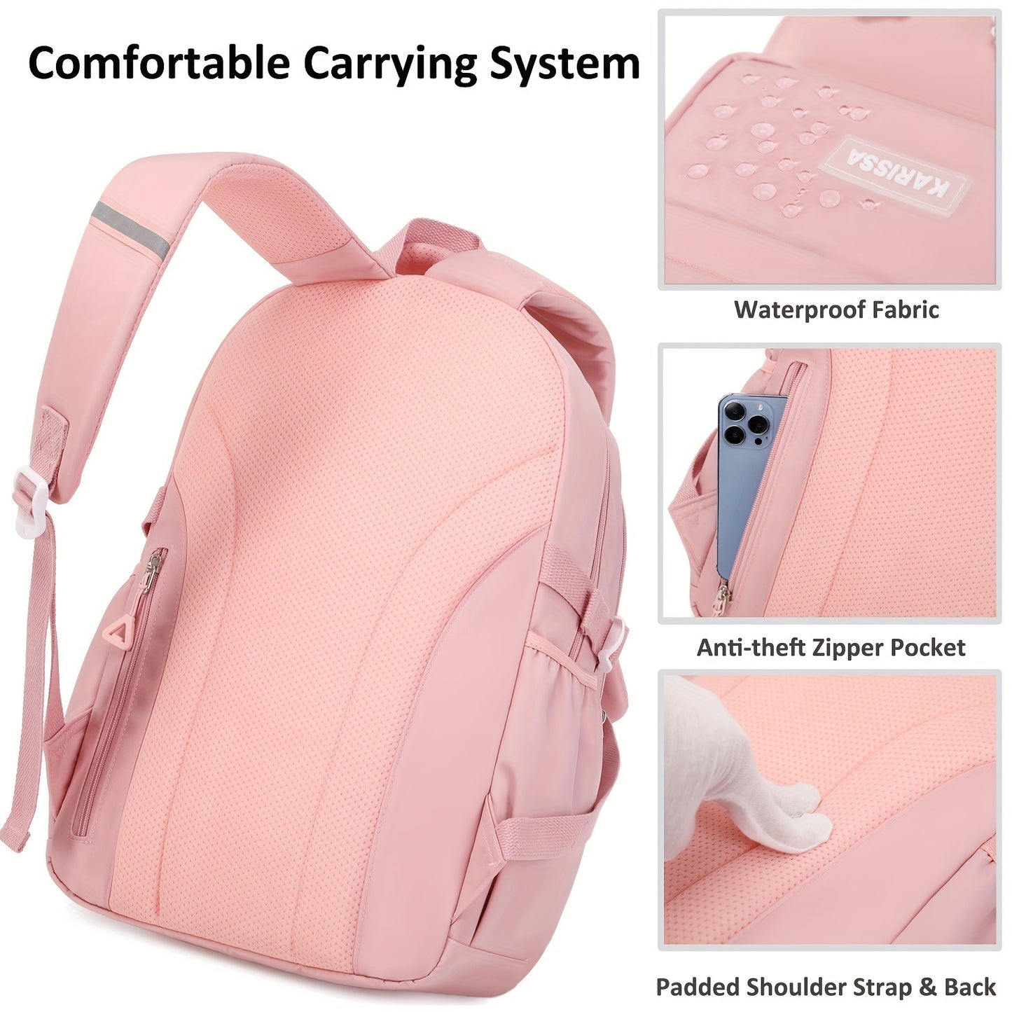 Backpack for Girls, can fit 15.6 tablet w/ pencil case included.