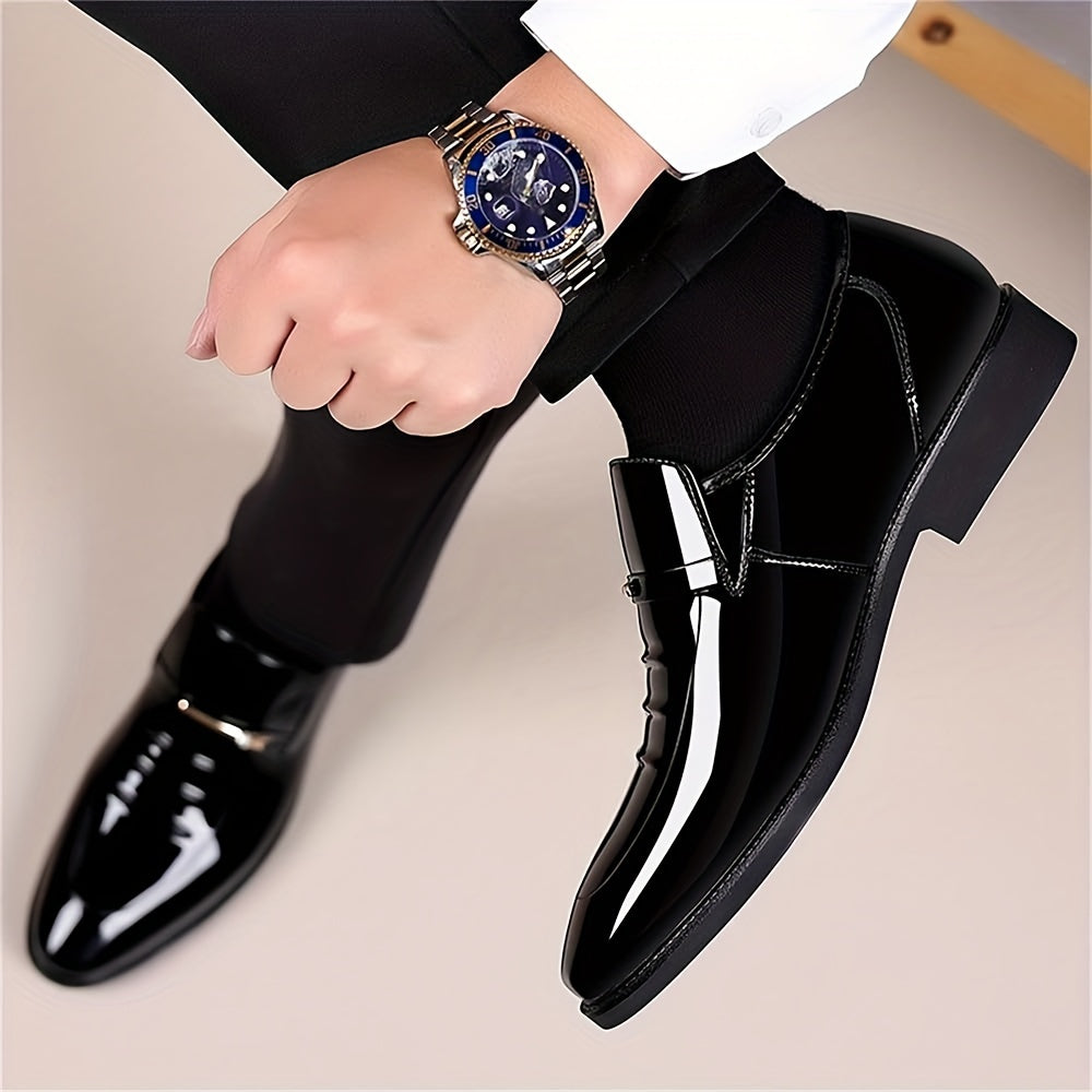 Patent Leather Slip On Loafers Comfortable Shoe For Men