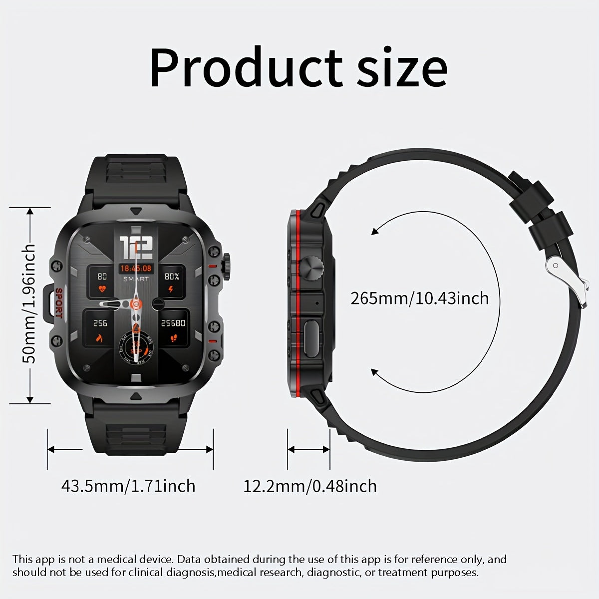 Black Calm Men's Women's Simple Multi-functional Smart Watch