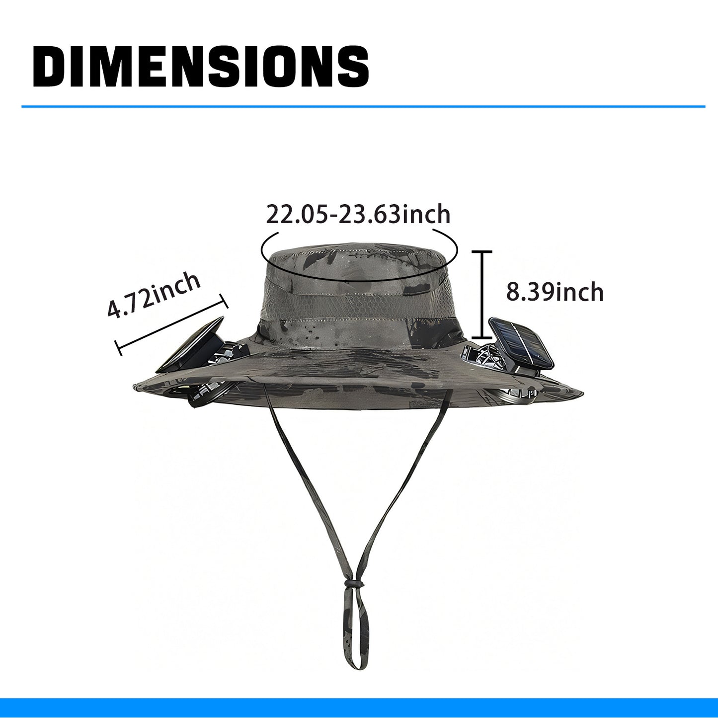 Solar Powered Outdoor Hat for Fishing Camping / Hiking with 2 Powerful Cooling Fans