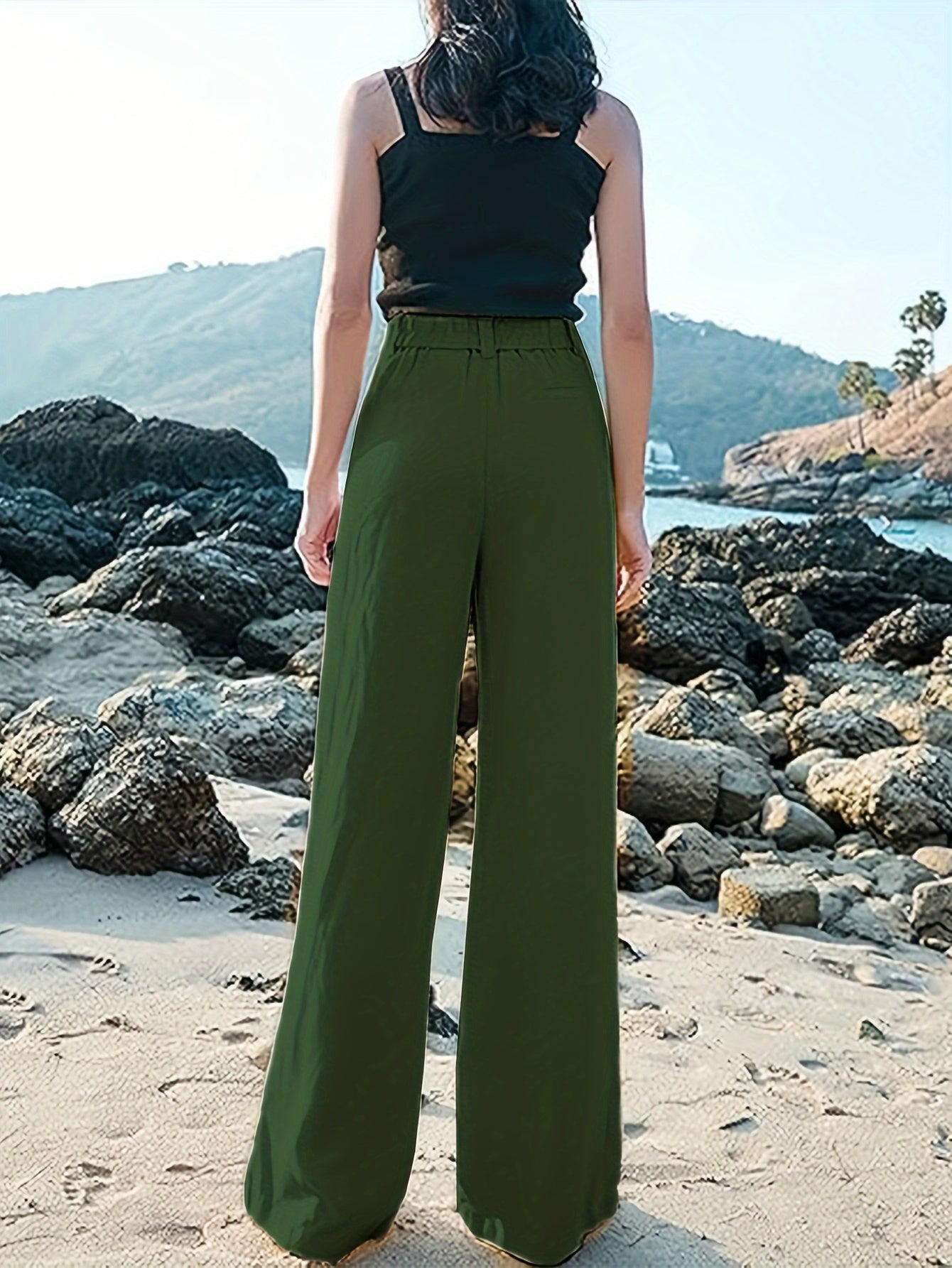 Solid Color Straight Leg Pants