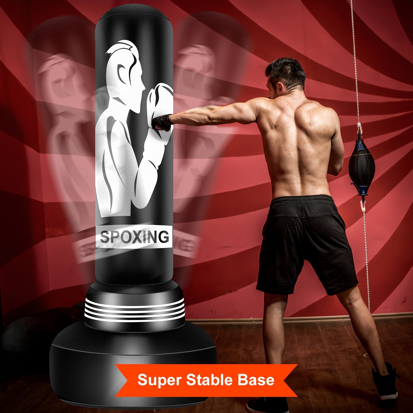 70" Freestanding Heavy Punching Bag with Stand for Adults, Includes Boxing Gloves and Electric Air Pump