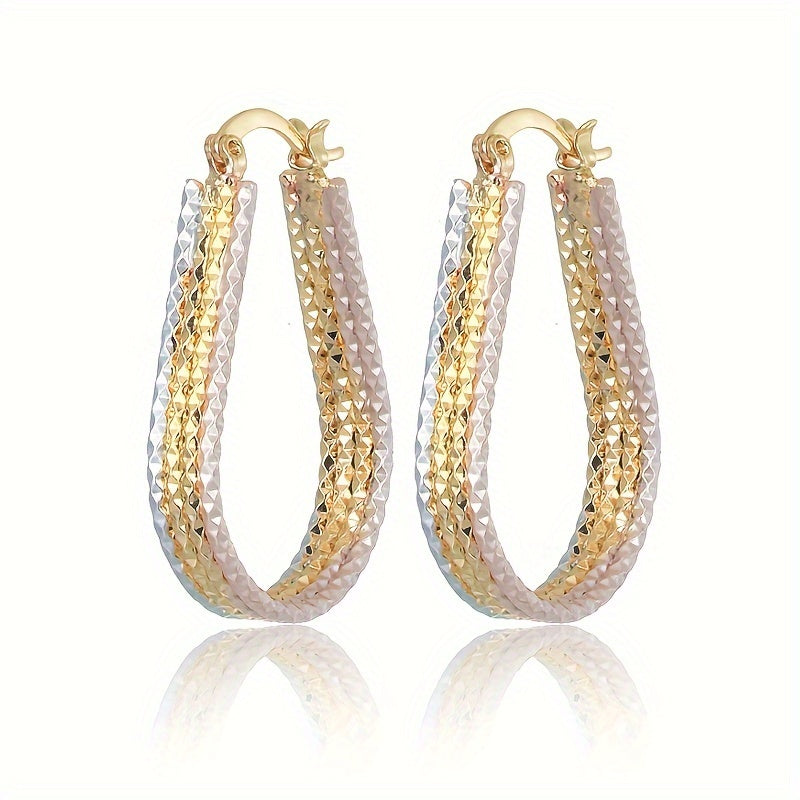 Fashionable and shiny water droplet ripple Hoop earrings