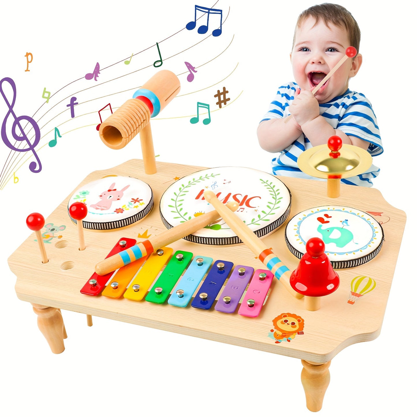 Children's Drum Kit, 10-in-1 Musical Instruments Children From 1 2 3 Years