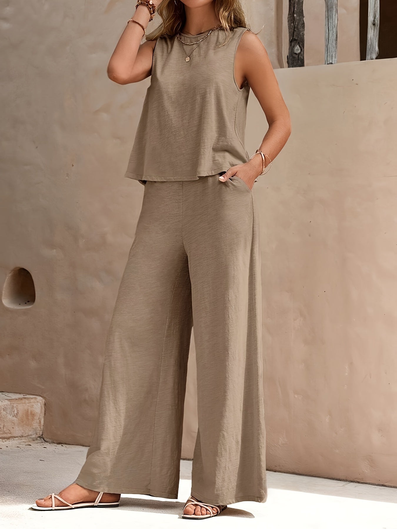 Casual Solid Color Two-piece Pants Set