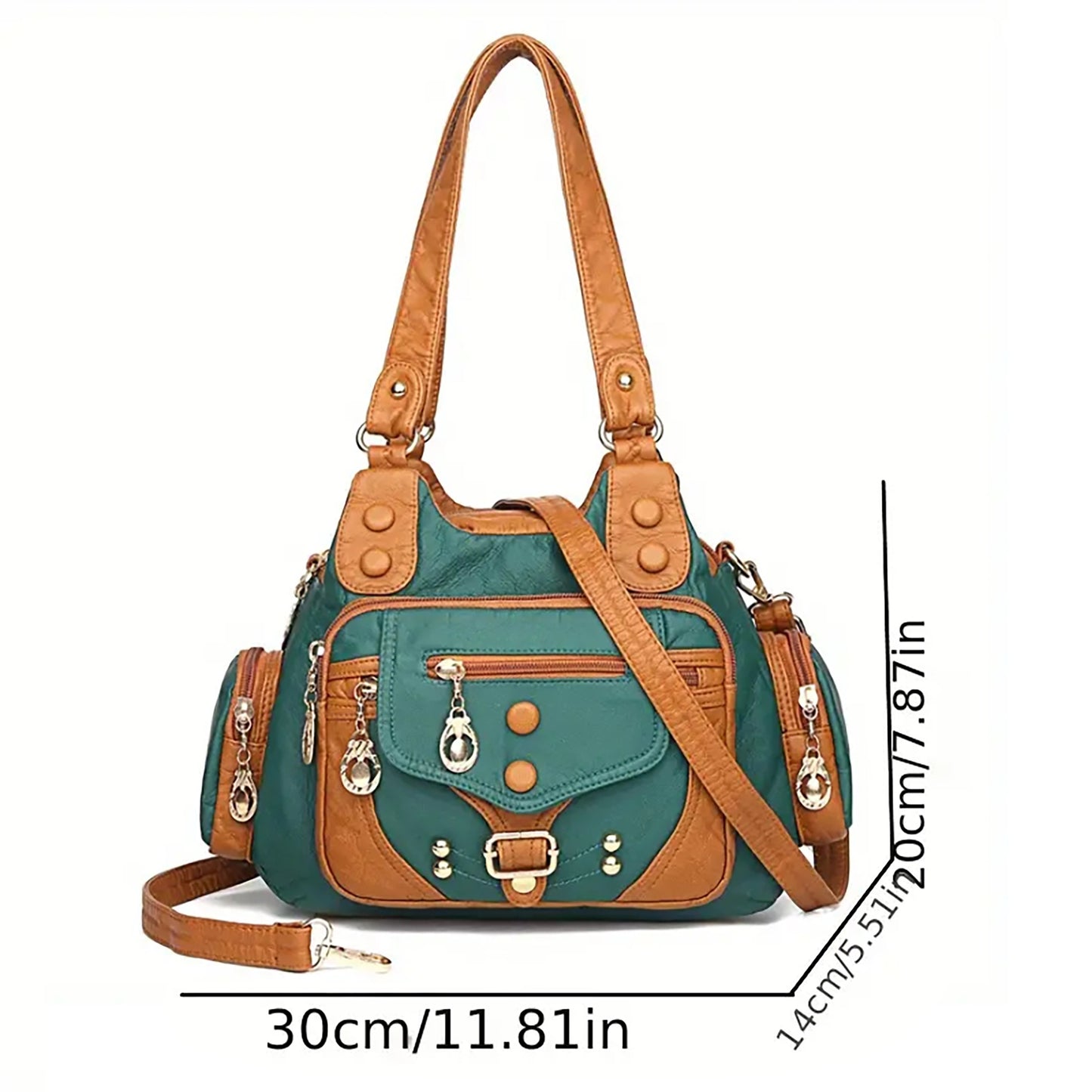 Crossbody Shoulder Bag Rivet Accents