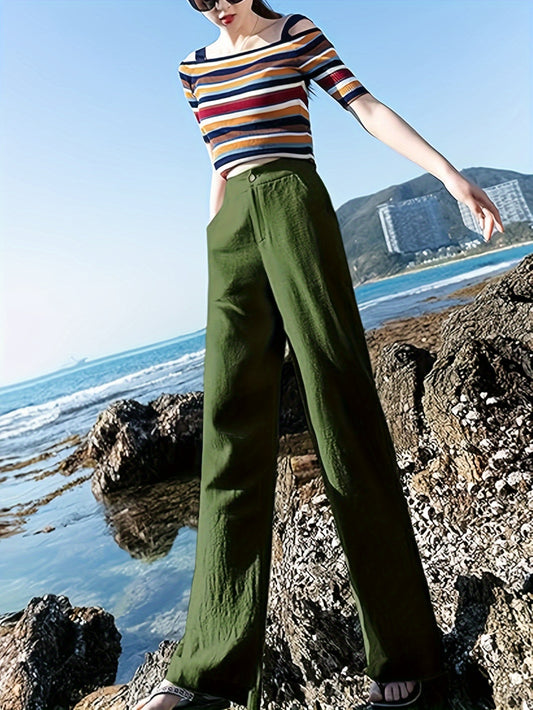 Solid Color Straight Leg Pants