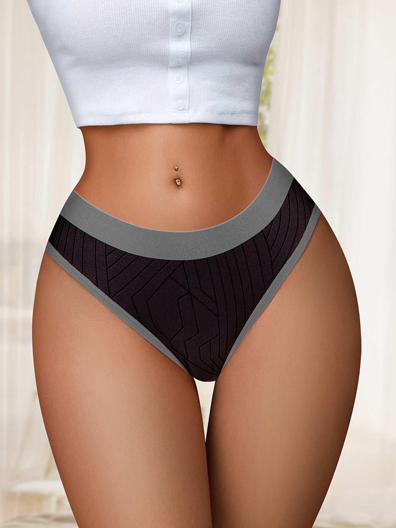 10pcs Seamless Contrast Trim Color Block Briefs