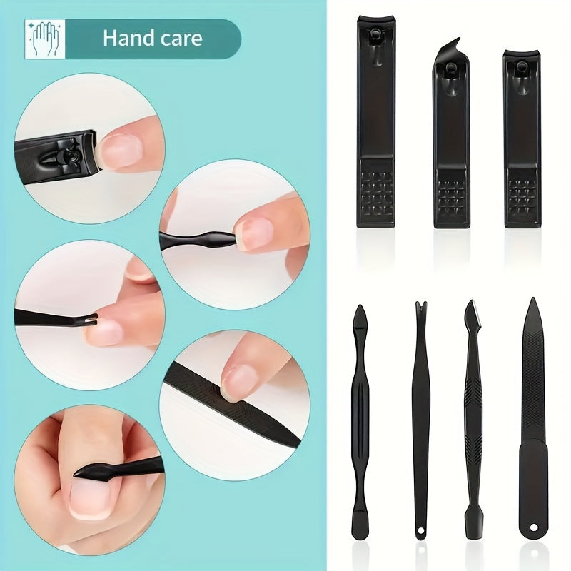 24pcs Professional Black Nail Clippers Kit