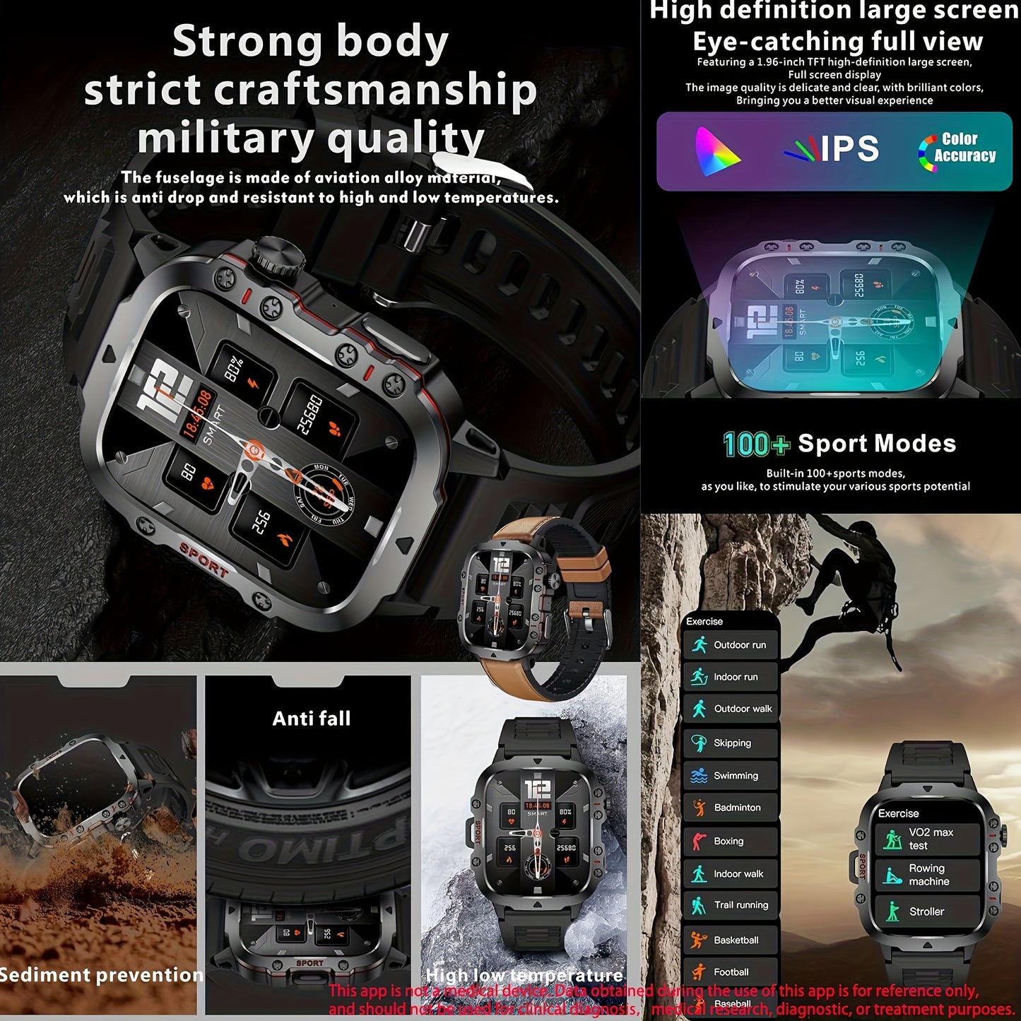 Waterproof Smart Watch For Men, 1.96'' Smart Fitness Watch