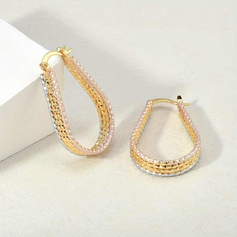 Fashionable and shiny water droplet ripple Hoop earrings