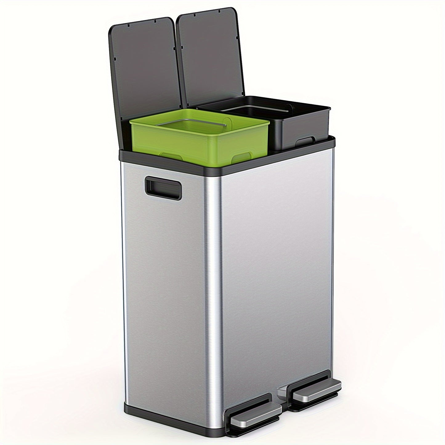 Trash Can With Lid - 60 Liter Large Stainless Waste Bin