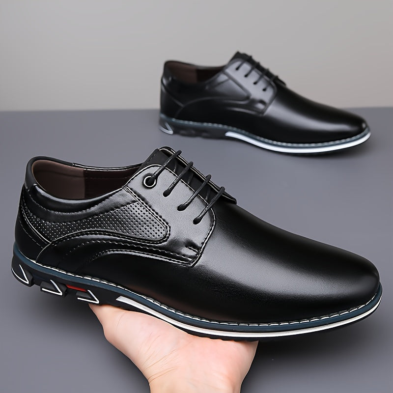 Plus Size Men's Solid Color Plain Toe Derby Shoes