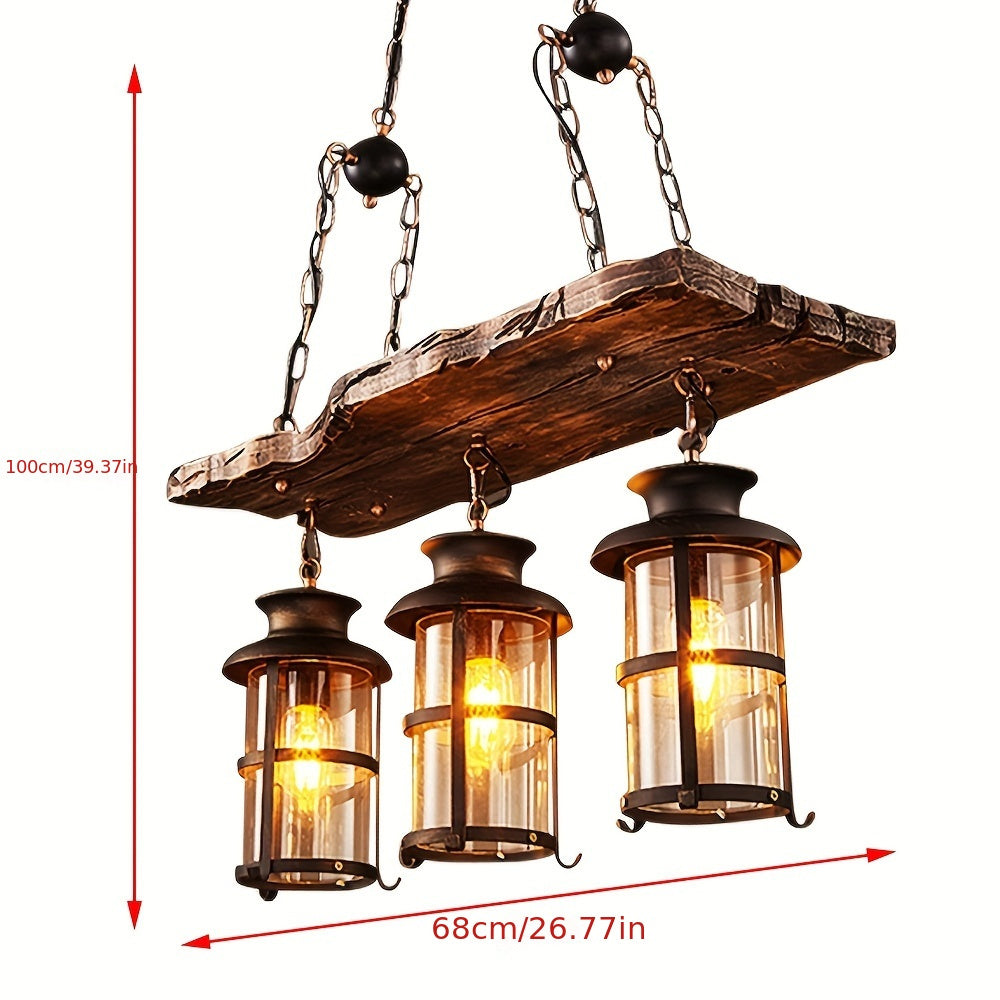 3-Light Farmhouse Loft Rustic Chandelier