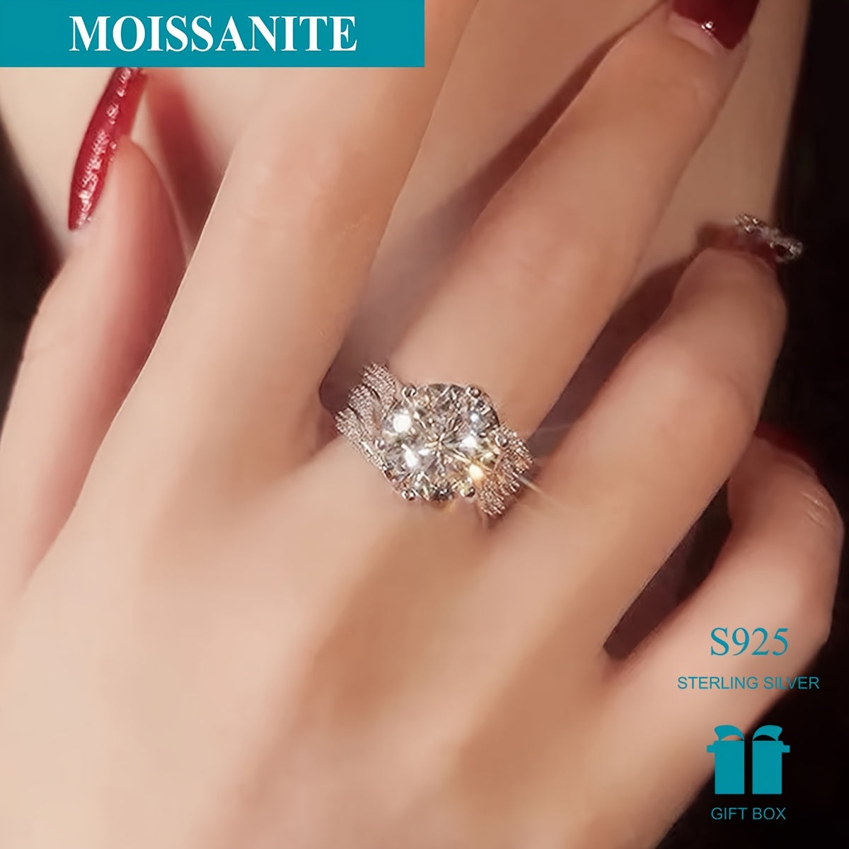 Platinum PT950 Moissanite Diamond Ring