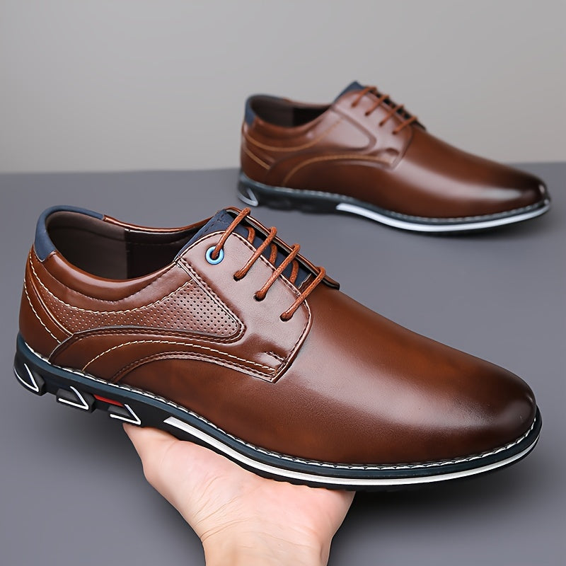 Plus Size Men's Solid Color Plain Toe Derby Shoes