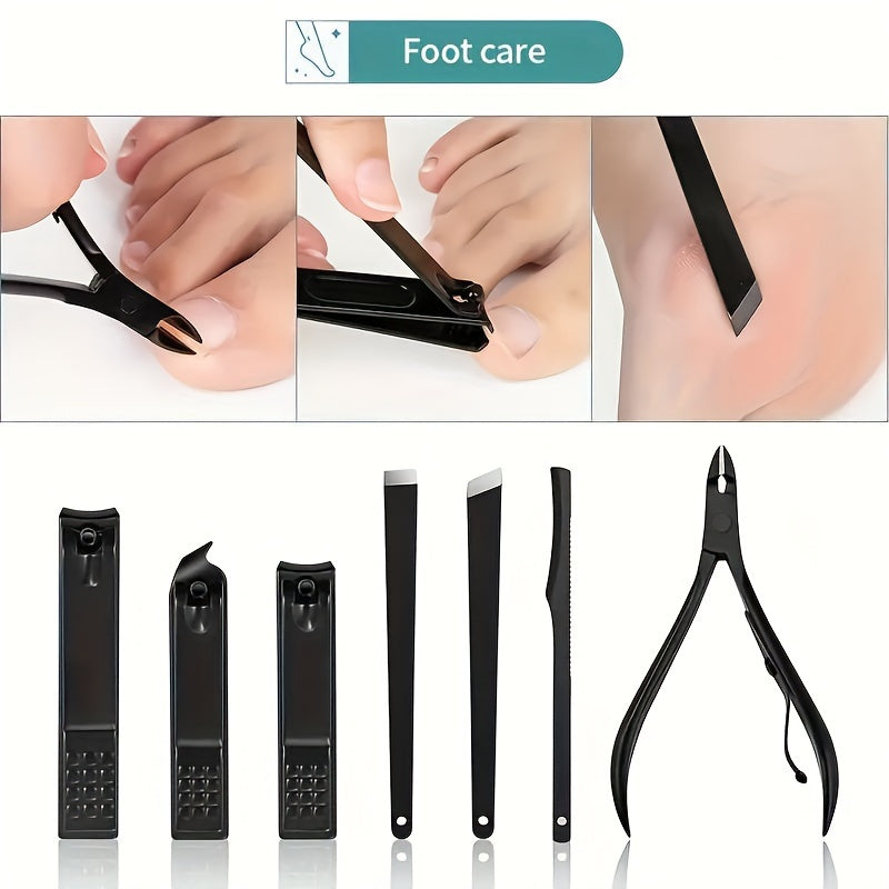 24pcs Professional Black Nail Clippers Kit