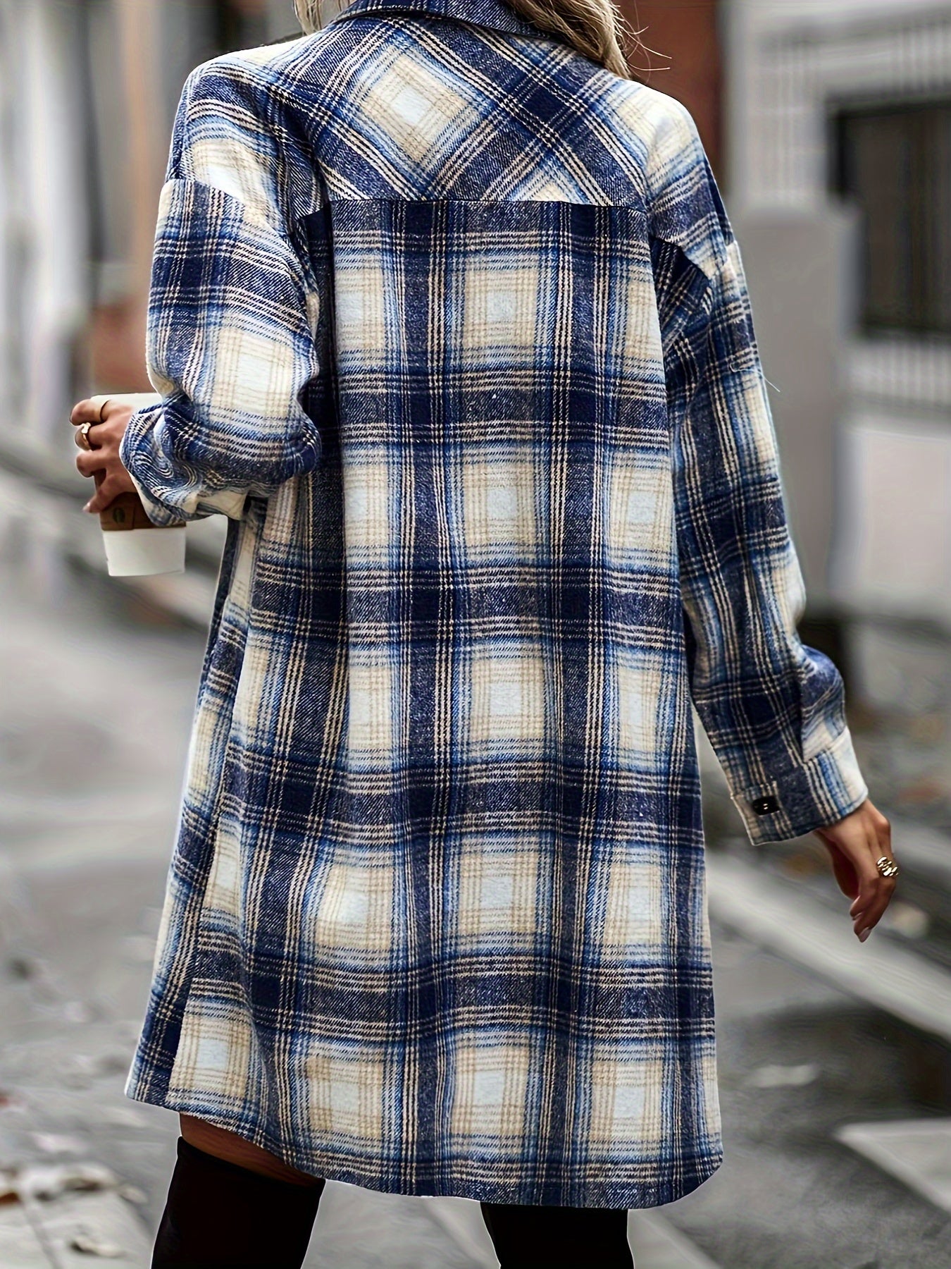 Plaid Pattern Button Up Shirt Jacket